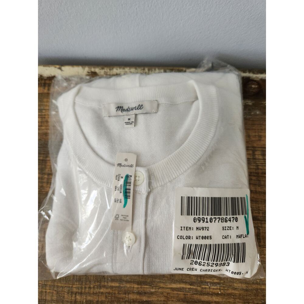 NWT Madewell Crewneck Cardigan in 100% Cotton White M - Picture 11 of 12